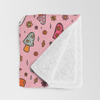 Spooky Mushroom Print Throw Blanket Gallery Image 3