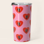 Funny retro love heart cartoon pattern Travel Mug Gallery Image 3