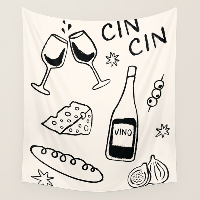 Cheers. Cheese and Wine Wall Tapestry Gallery Image 4