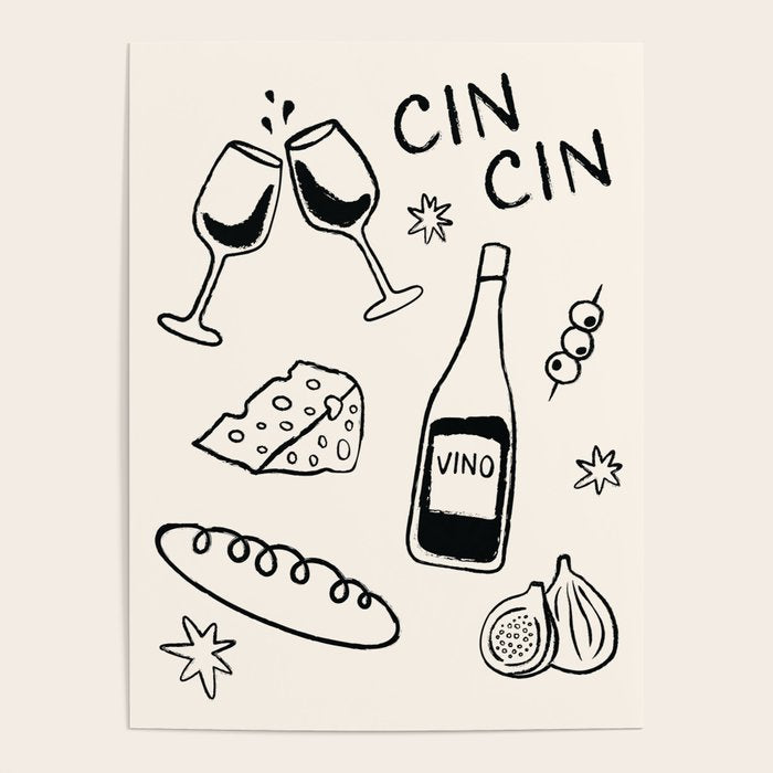 Cheers. Cheese and Wine Poster Gallery Image 1