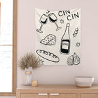 Cheers. Cheese and Wine Wall Tapestry Gallery Image 2