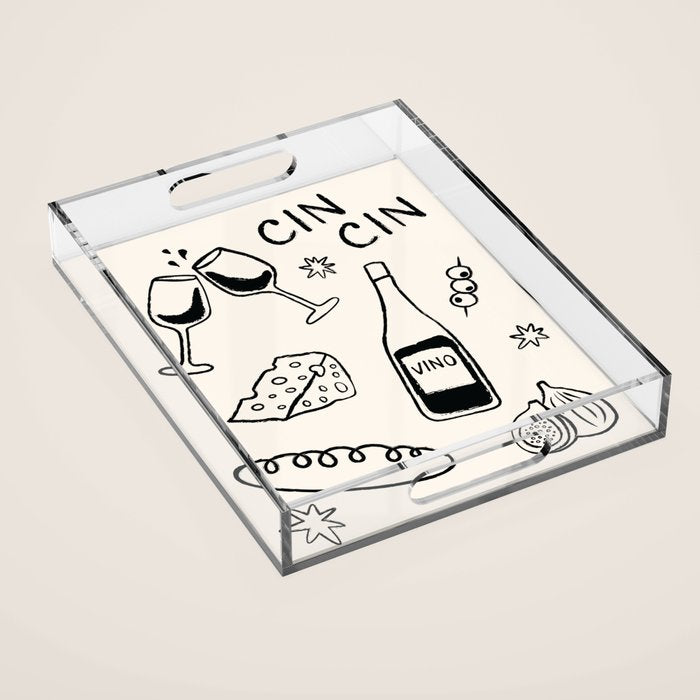 Cheers. Cheese and Wine Acrylic Tray Gallery Image 1