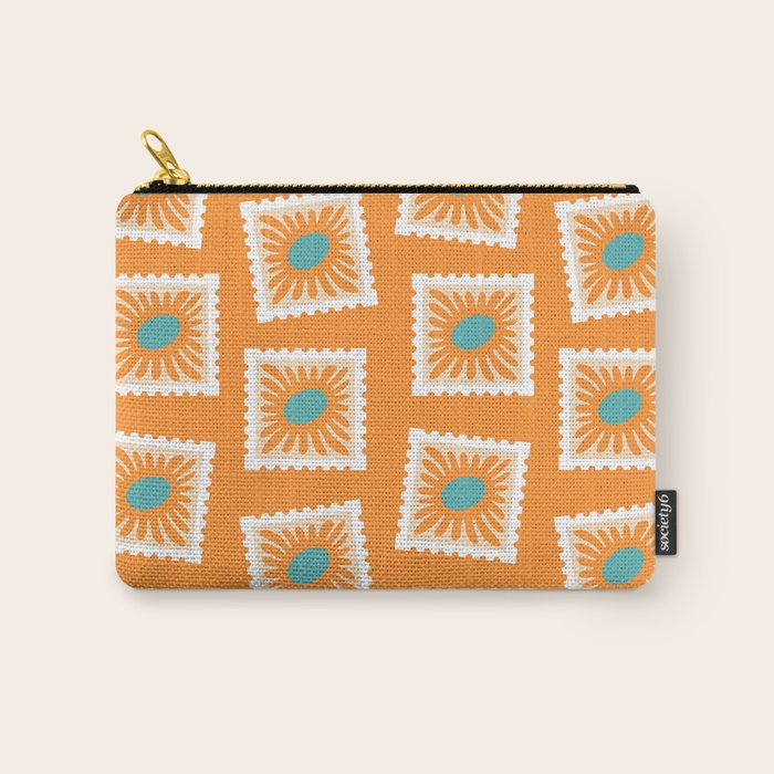 Vintage flower postage stamp pattern Carry All Pouch Gallery Image 1