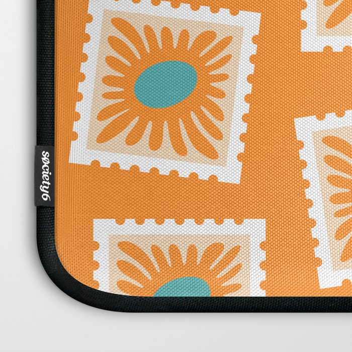 Vintage flower postage stamp pattern Laptop Sleeve Gallery Image 3