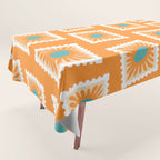 Vintage flower postage stamp pattern Tablecloth Gallery Image 1