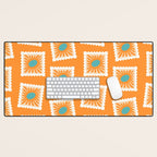 Vintage flower postage stamp pattern Desk Mat Gallery Image 1