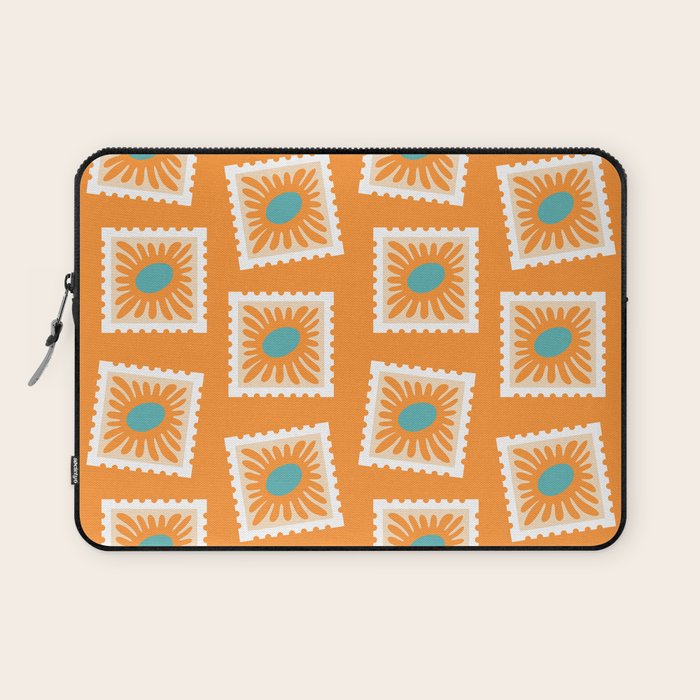 Vintage flower postage stamp pattern Laptop Sleeve Gallery Image 1