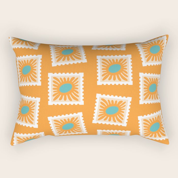 Vintage flower postage stamp pattern Rectangular Pillow Gallery Image 1