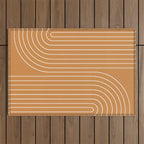 Minimal Line Curvature LXXXIII 70s Orange Mid Century Modern Arch Abstract Outdoor Rug Gallery Image 1