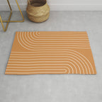 Minimal Line Curvature LXXXIII 70s Orange Mid Century Modern Arch Abstract Rug Gallery Image 1