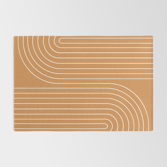 Minimal Line Curvature LXXXIII 70s Orange Mid Century Modern Arch Abstract Rug Gallery Image 2