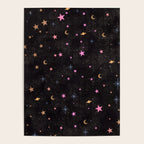Spaces pattern with colourful stars moons and planets  Poster Gallery Image 4