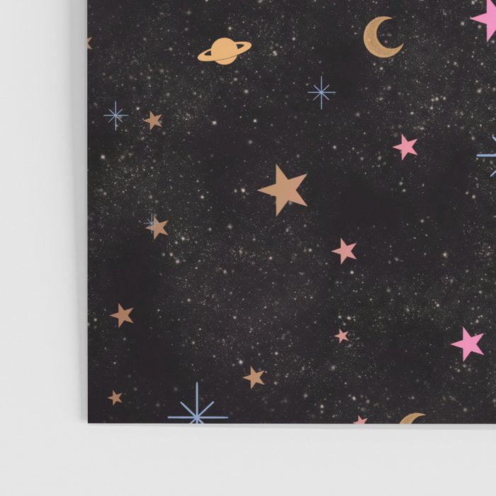 Spaces pattern with colourful stars moons and planets  Poster Gallery Image 3