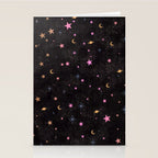 Spaces pattern with colourful stars moons and planets  Stationery Card Gallery Image 2