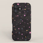 Spaces pattern with colourful stars moons and planets  iPhone Case Gallery Image 1