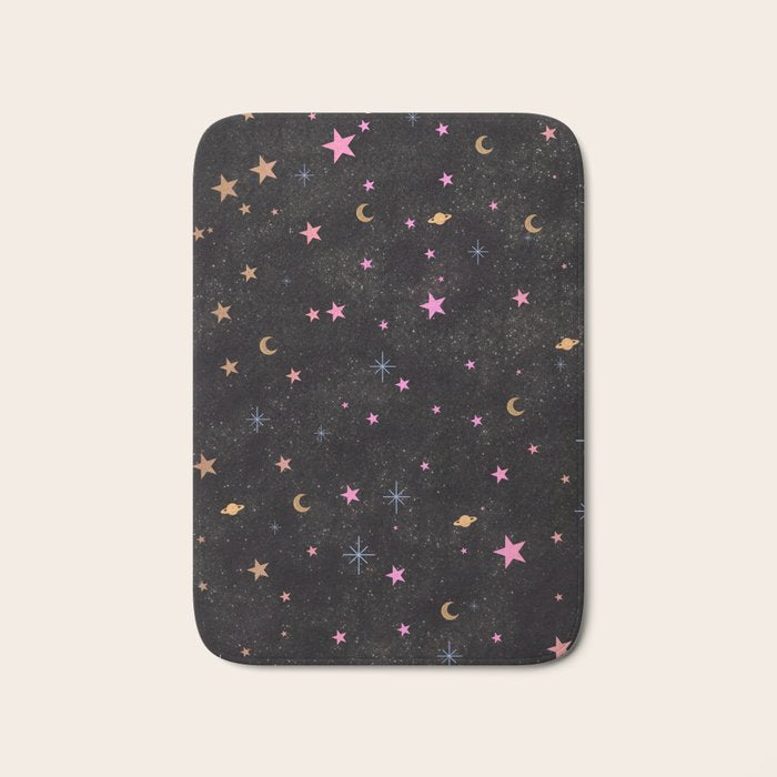 Spaces pattern with colourful stars moons and planets  Bath Mat Gallery Image 1