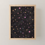 Spaces pattern with colourful stars moons and planets  Mini Art Print Gallery Image 1