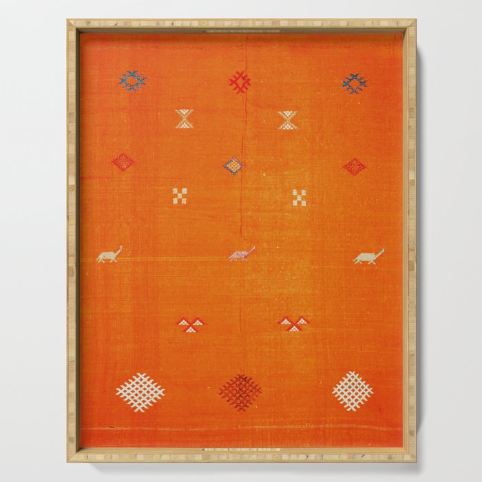 Boho Oriental Orange Traditional Desert Moroccan Style  Serving Tray Gallery Image 1