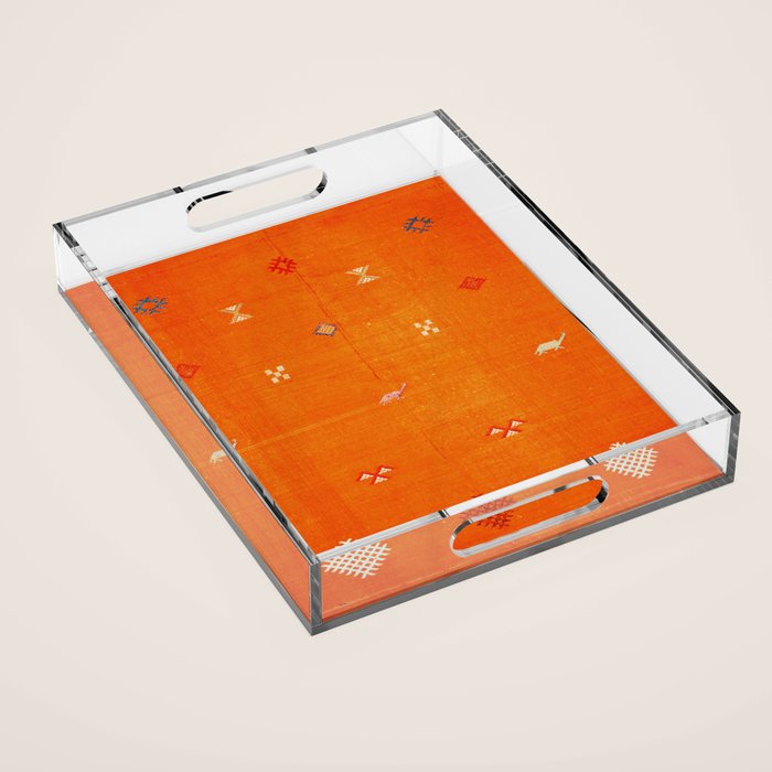 Boho Oriental Orange Traditional Desert Moroccan Style  Acrylic Tray Gallery Image 1