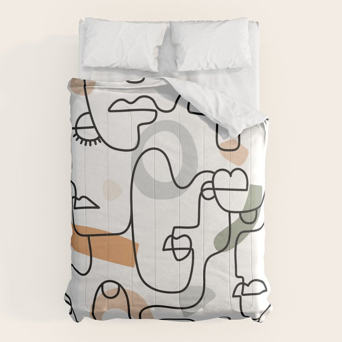 Single Line Faces Comforter Gallery Image 6