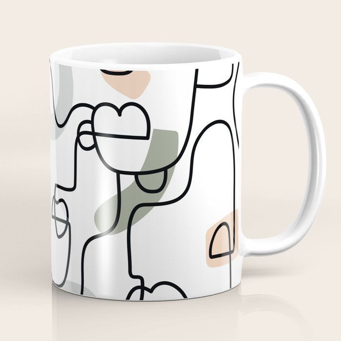 Single Line Faces Coffee Mug Gallery Image 1