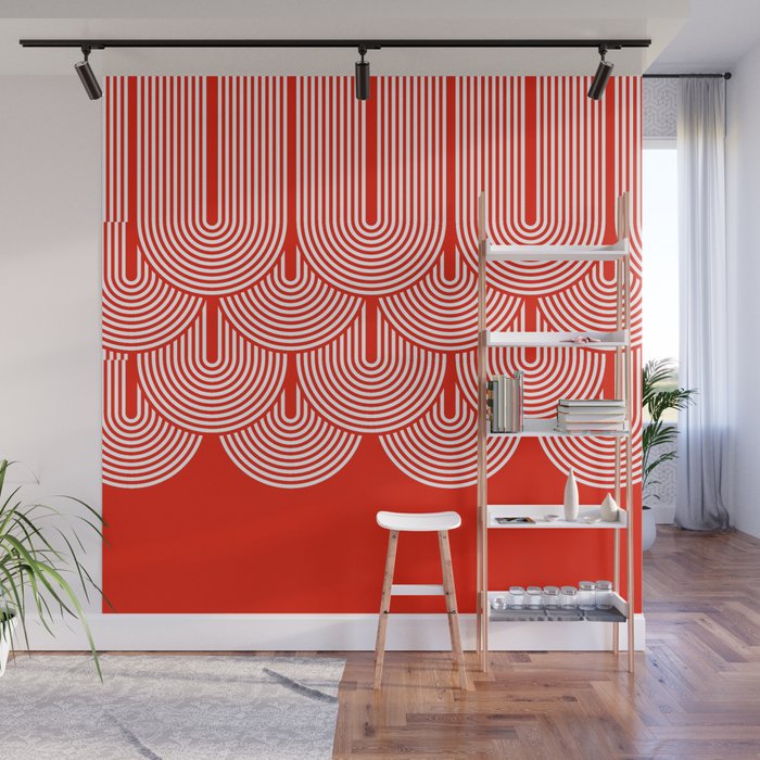 Red shapes pattern Wall Mural Gallery Image 1