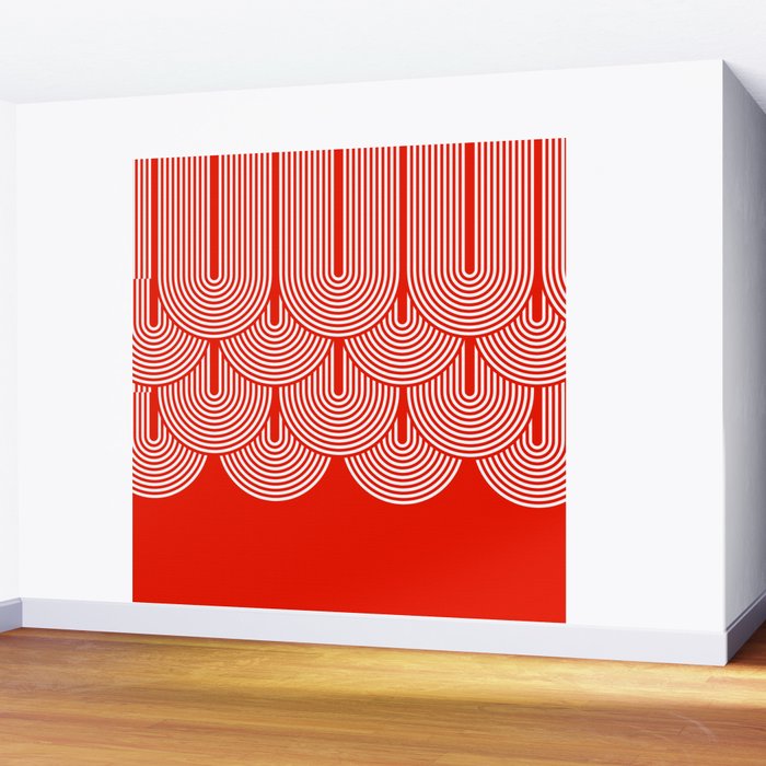 Red shapes pattern Wall Mural Gallery Image 2