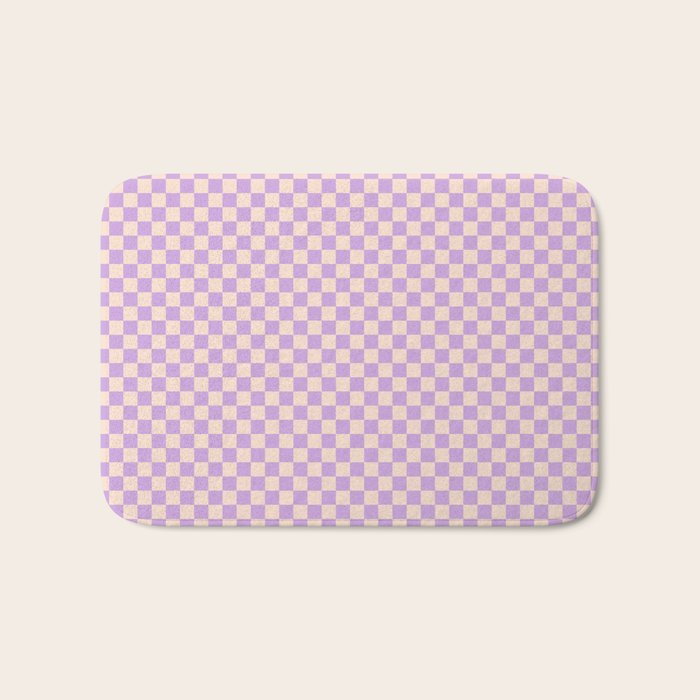 Check V - Lilac â Checkerboard Print Bath Mat Gallery Image 1