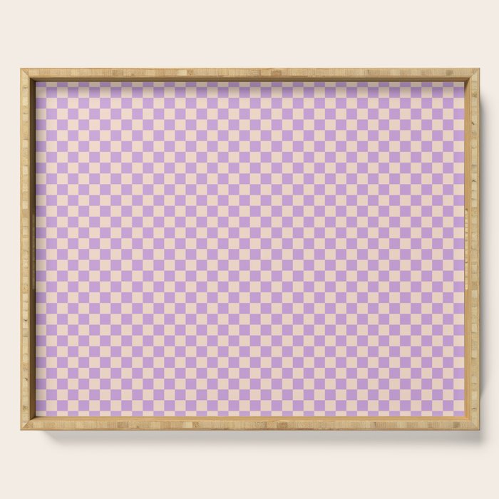 Check V - Lilac â Checkerboard Print Serving Tray Gallery Image 1