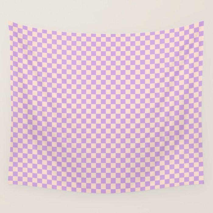 Check V - Lilac â Checkerboard Print Wall Tapestry Gallery Image 4