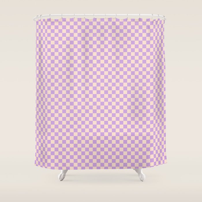 Check V - Lilac â Checkerboard Print Shower Curtain Gallery Image 1