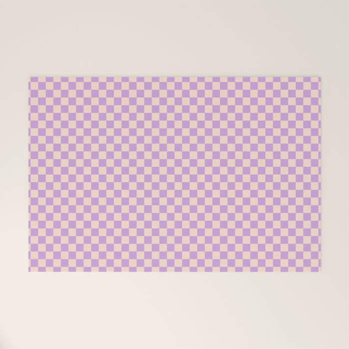 Check V - Lilac â Checkerboard Print Welcome Mat Gallery Image 1