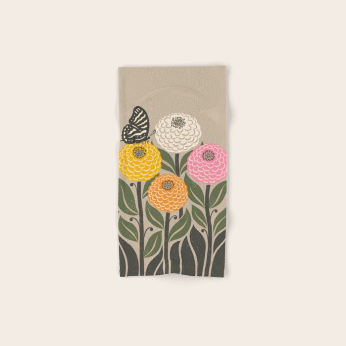 Bloom Wildly - Colorful Zinnia Flowers and Butterfly Bath Towel Gallery Image 1