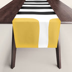 Mid Century Modern Atomic Rings 222 Yellow and Black Table Runner Gallery Image 1
