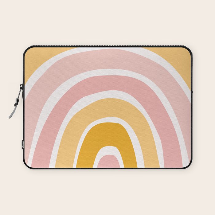 Abstract Shapes 94 in Mustard Yellow and Pale Pink (Rainbow Abstraction) Laptop Sleeve Gallery Image 1