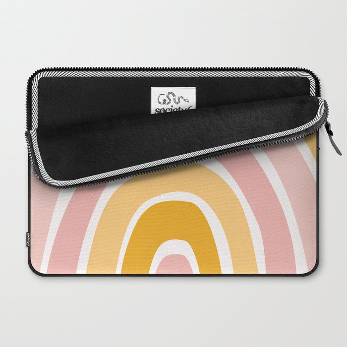 Abstract Shapes 94 in Mustard Yellow and Pale Pink (Rainbow Abstraction) Laptop Sleeve Gallery Image 2