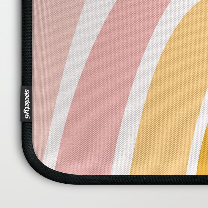 Abstract Shapes 94 in Mustard Yellow and Pale Pink (Rainbow Abstraction) Laptop Sleeve Gallery Image 3