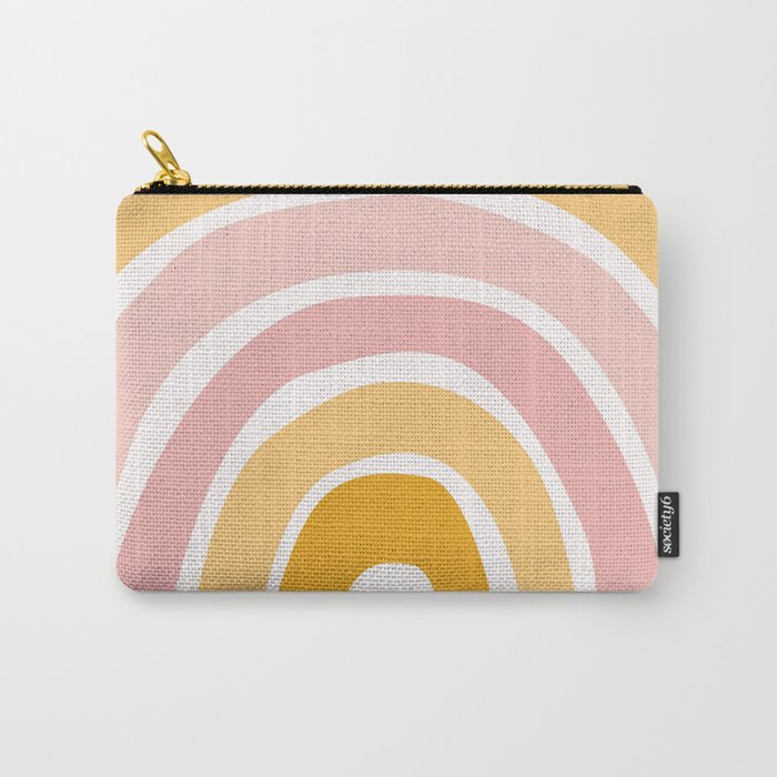 Abstract Shapes 94 in Mustard Yellow and Pale Pink (Rainbow Abstraction) Carry All Pouch Gallery Image 1