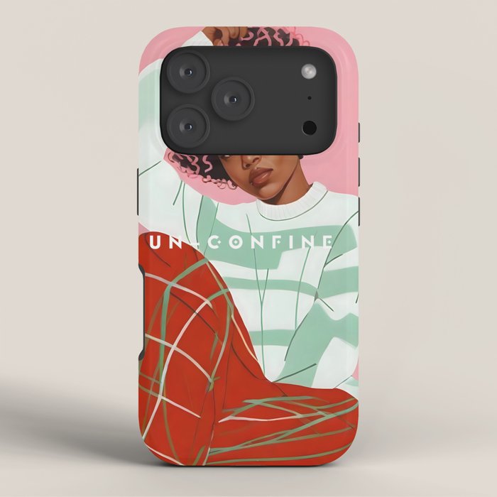 Un-Confine, Free Spirit Colorful People, Plaid Check Pattern Black Woman Afro, Tartar Fashion Eclectic Bohemian, Hep Chic Illustration Painting iPhone Case Gallery Image 3