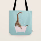Brachiosaurus in Bathtub Tote Bag Gallery Image 1