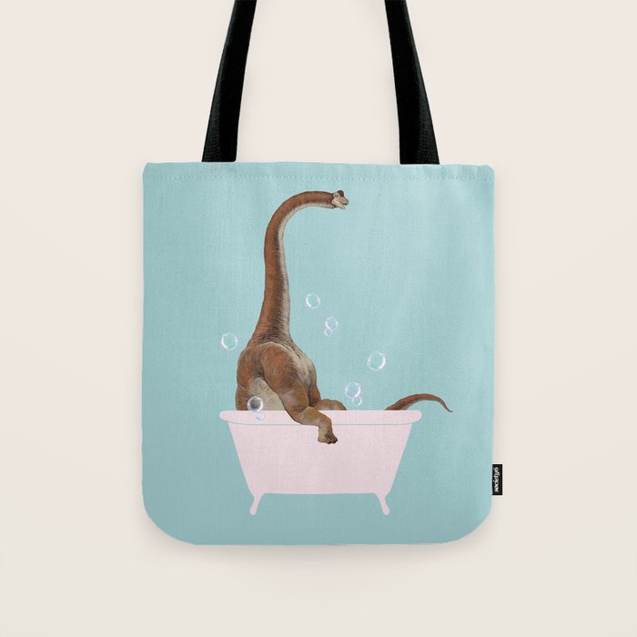 Brachiosaurus in Bathtub Tote Bag Gallery Image 1