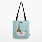 Brachiosaurus in Bathtub Tote Bag Gallery Image 2