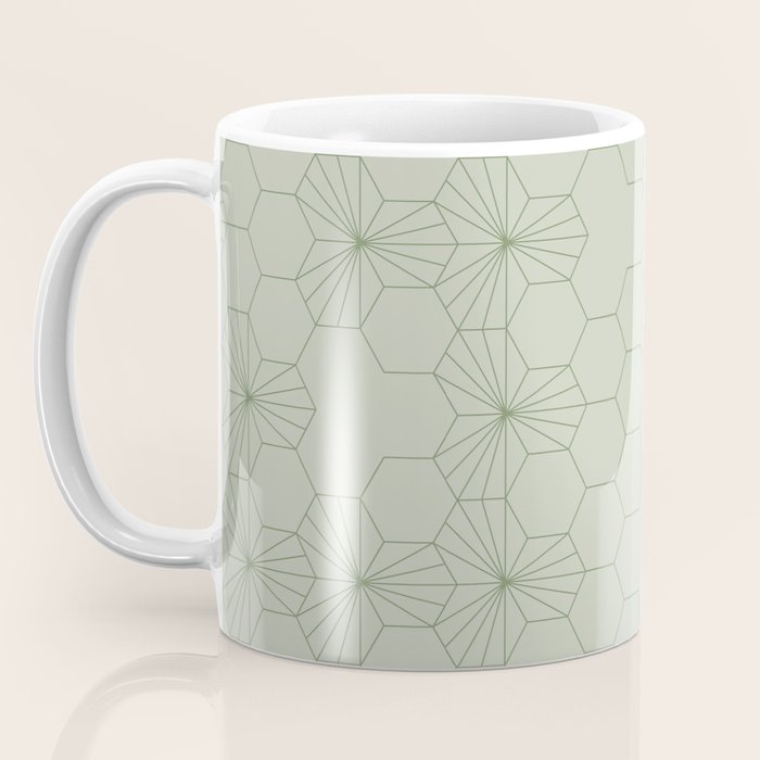 Geometric flowers light sage green pattern Coffee Mug Gallery Image 3