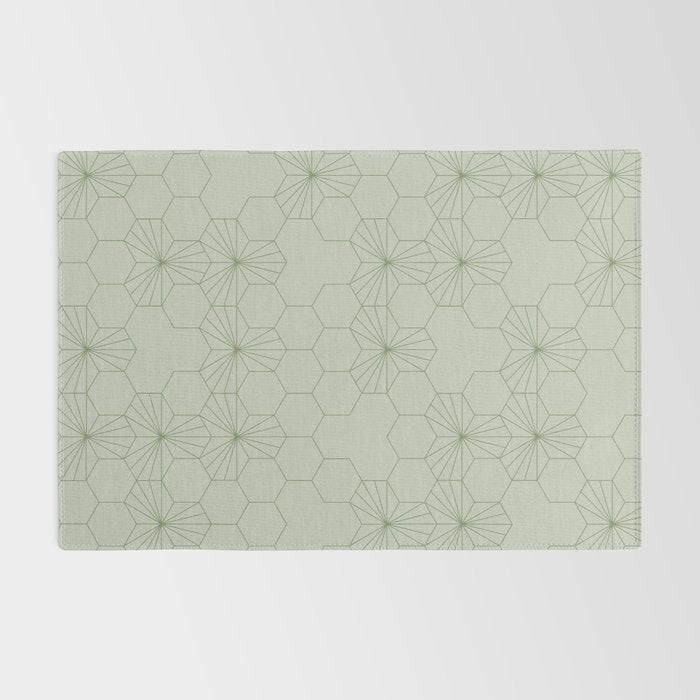 Geometric flowers light sage green pattern Rug Gallery Image 2