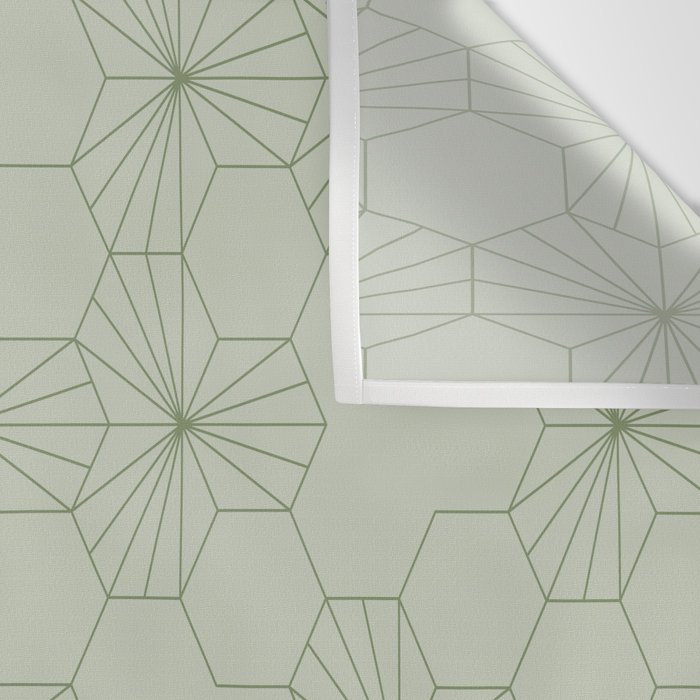 Geometric flowers light sage green pattern Wall Tapestry Gallery Image 3