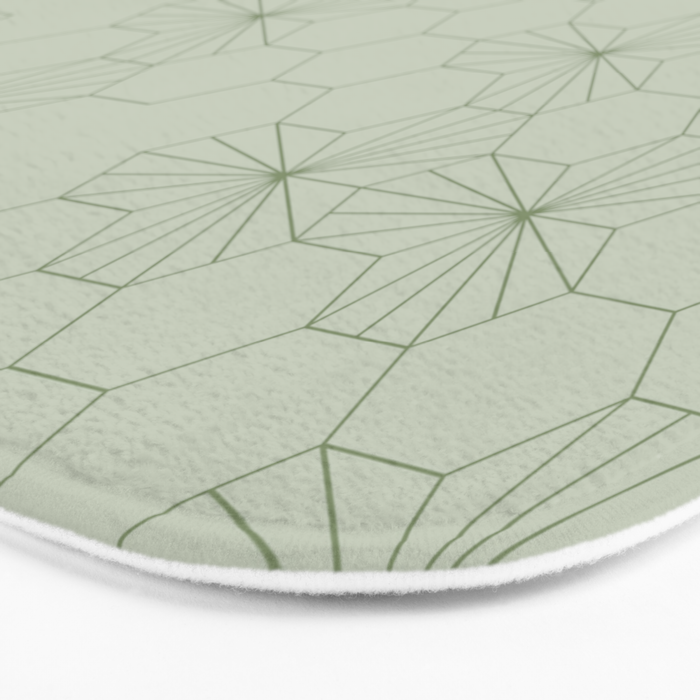 Geometric flowers light sage green pattern Bath Mat Gallery Image 3