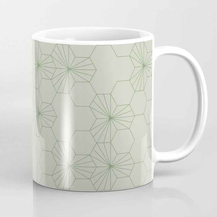 Geometric flowers light sage green pattern Coffee Mug Gallery Image 1