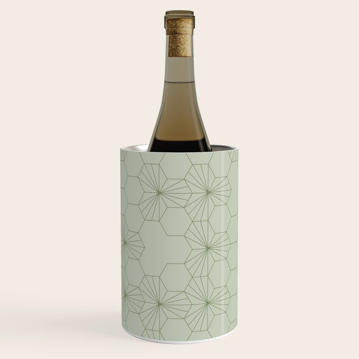 Geometric flowers light sage green pattern Wine Chiller Gallery Image 2