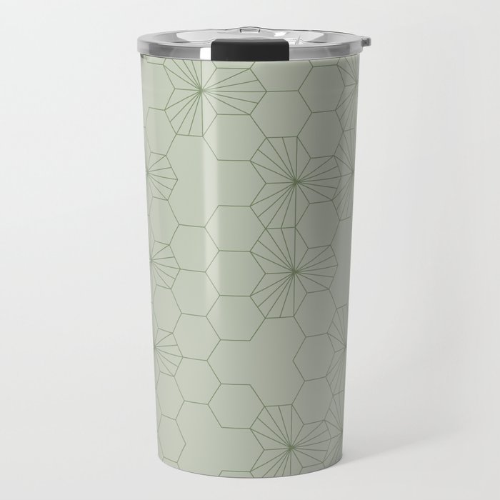Geometric flowers light sage green pattern Travel Mug Gallery Image 1