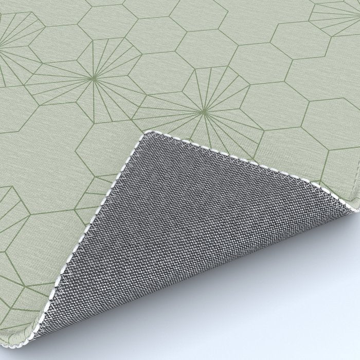 Geometric flowers light sage green pattern Rug Gallery Image 4